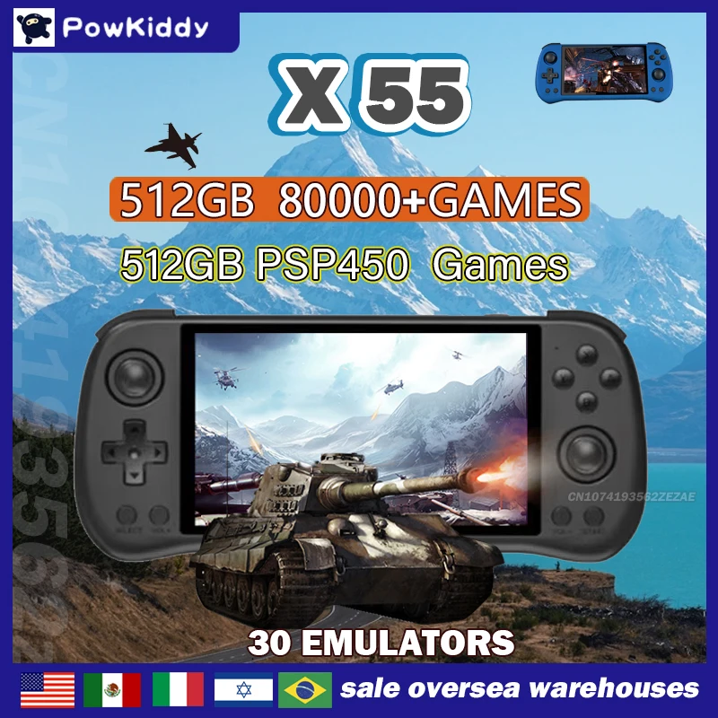 Retro Gaming Emulator Console - 80000 giochi 512G POWKIDDY X55 Schermo