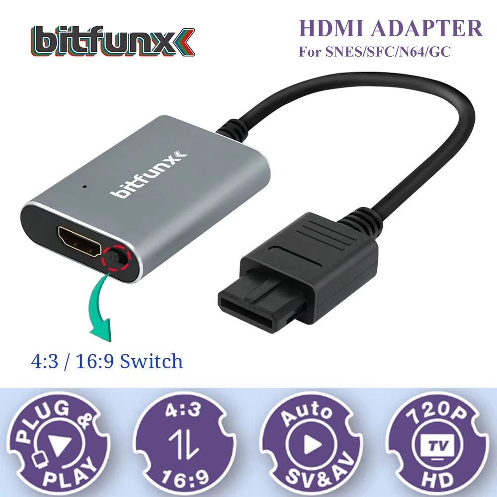 Retro Handheld Console - Bitfunx 720P Adattatore Svideo/AV a HDMI,