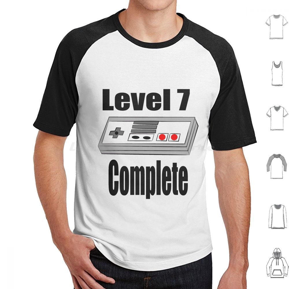 Retro Gaming T Shirts - Maglietta Birthday Level 7 Complete Gaming