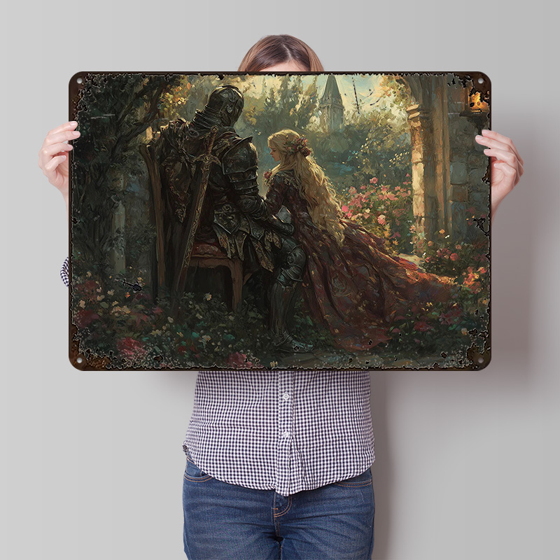 Retro Knight Gaming - Poster in Latta Cavaliere e Damigella